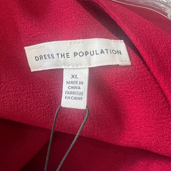 Dress The Population Tiffany One-Shoulder Midi Dress Garnet Red Size XL NWT - Picture 8 of 16